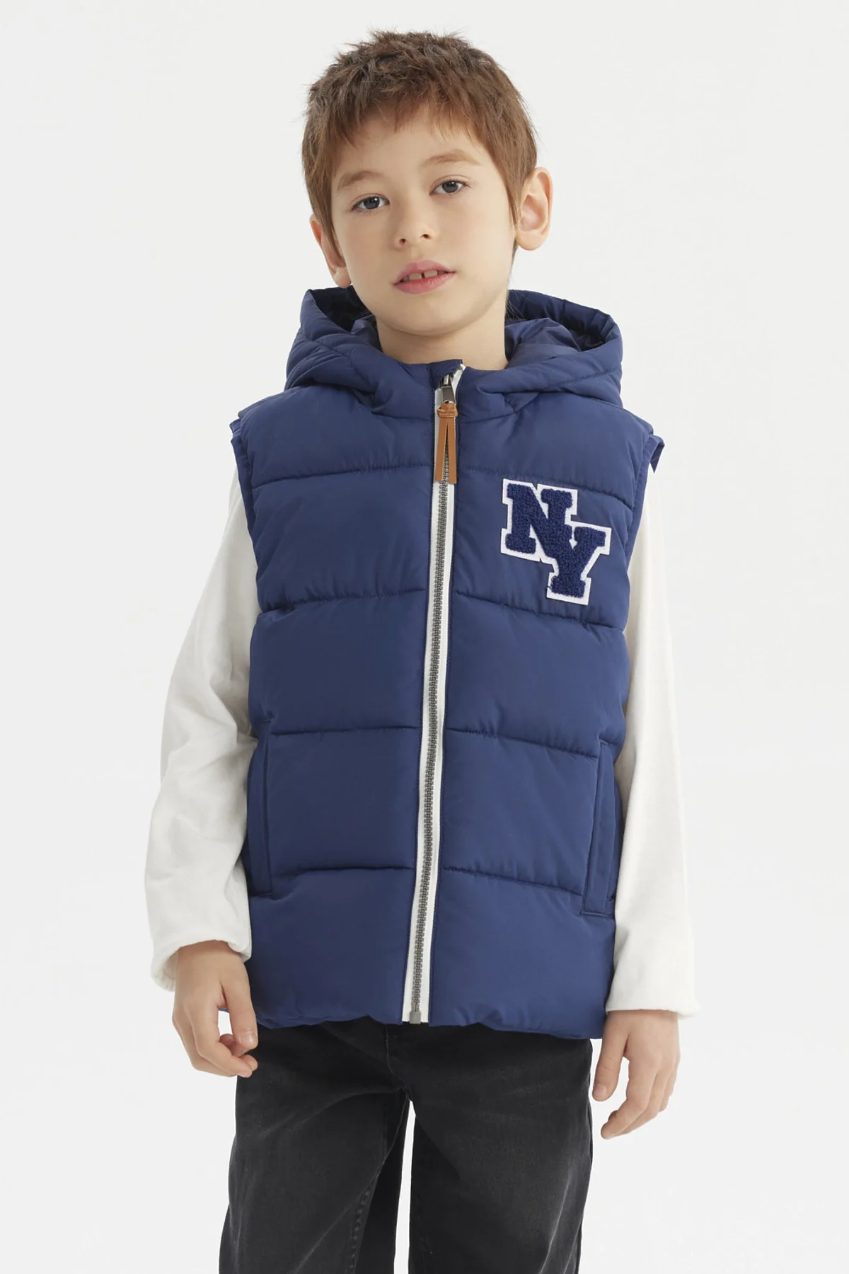 Parka Niño Full Zipper Con Bolsillo Azul Oscuro